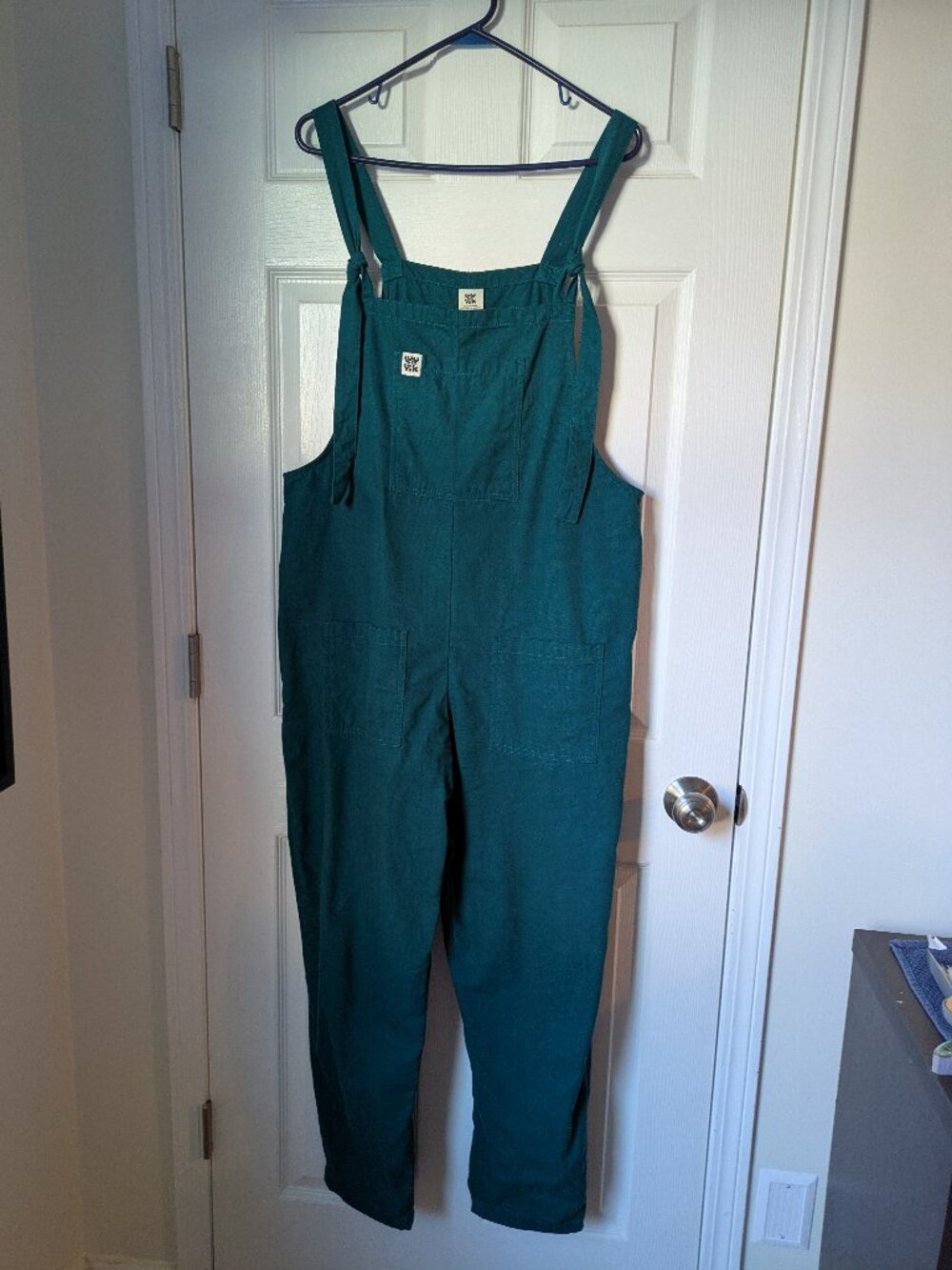 Lucy & Yak Una Classic Straight Leg Dungarees / Overalls in Teal, Size 12R